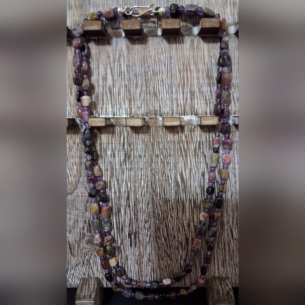 Jay King Mine Finds DTR Sterling & Mixed Tourmaline & Amethyst Long Necklace